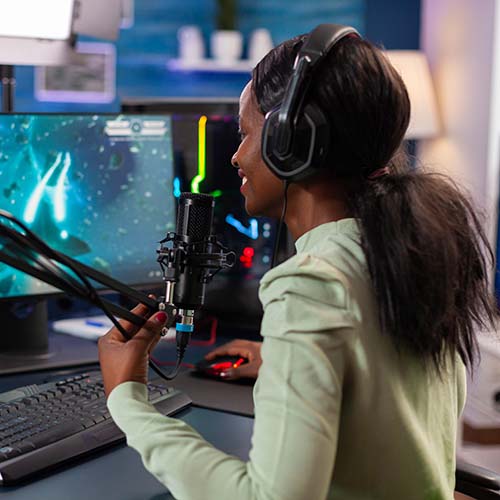 A professional voice over studio photograph.